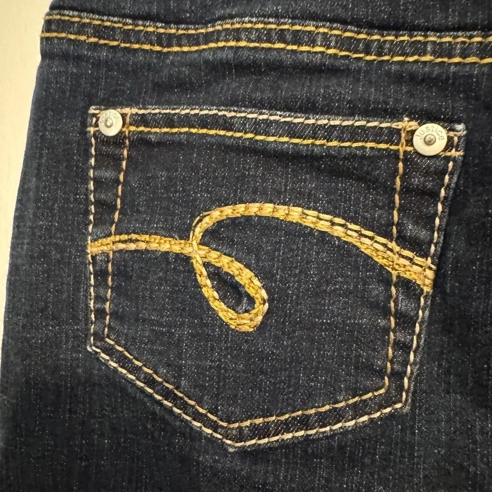 Justice girls denim blue jean skirt skort shorts mini dark wash 12R trendy cute